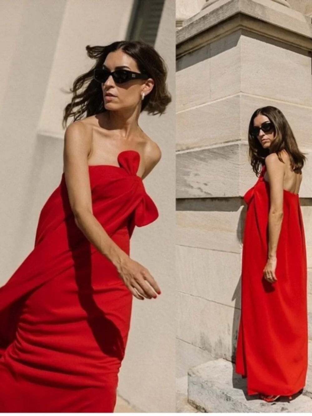 ANTONIO MELANI Strapless Red Bow-Detail Maxi Dress - Picture 3 of 9